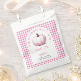 Pumpkin Pink Gingham Plaid Baby Girl Baby shower Bedankzakje