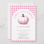 Pumpkin Pink Gingham Plaid Baby Girl Baby shower Kaart (Voorkant)
