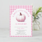 Pumpkin Pink Gingham Plaid Baby Girl Baby shower Kaart (Staand voorkant)