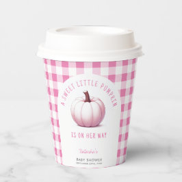 Pumpkin Pink Gingham Plaid Baby Girl Baby shower Papieren Bekers