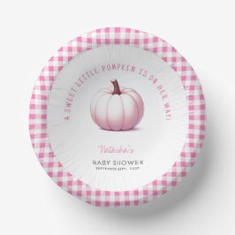 Pumpkin Pink Gingham Plaid Baby Girl Baby shower Papieren Kommen