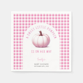 Pumpkin Pink Gingham Plaid Baby Girl Baby shower Servet