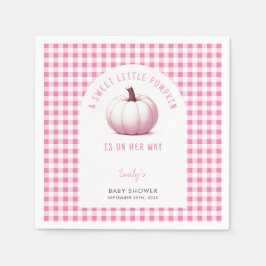 Pumpkin Pink Gingham Plaid Baby Girl Baby shower Servet