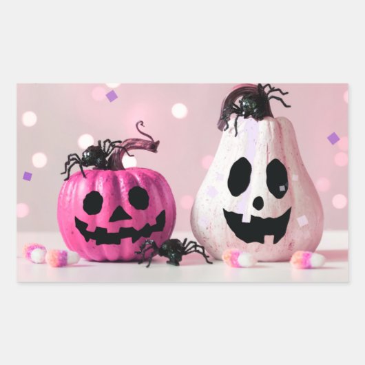 Pumpkin Pink Glitter Halloween Rechthoekige Sticker (Voorkant)