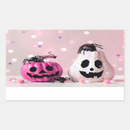 Pumpkin Pink Glitter Halloween Rechthoekige Sticker