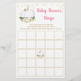 Pumpkin Pink Gold Baby shower Bingo Game