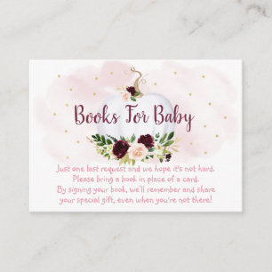 Pumpkin Pink Gold Burgundy Baby Book Request Informatiekaartje