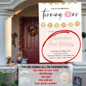 Pumpkin Pink Gold Floral Halloween 1 jarig Kaart