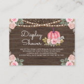 Pumpkin Pink Gold Floral Wood Display Shower Informatiekaartje (Voorkant)