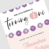 Pumpkin Pink Paars Floral Halloween 1 verjaardag Kaart