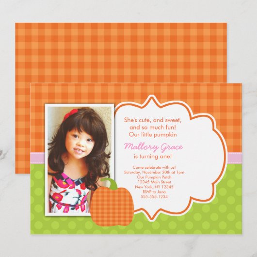 Pumpkin Pink-verjaardagsuitnodiging - geweldig voo Kaart (Voorkant / Achterkant)