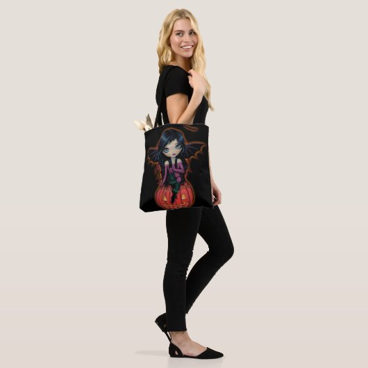 Pumpkin Pixie Cute Big Eye Artwork Tote Bag (Op model)