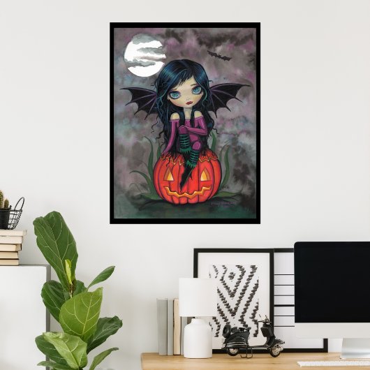 Pumpkin Pixie Halloween Cute Vampire Poster (Thuiskantoor)