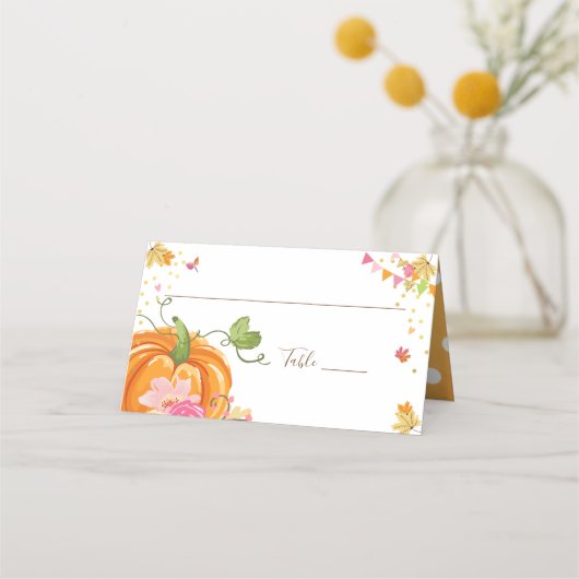 Pumpkin Place Card Autumn Herfst Shower Birthday Plaatskaartje (Voorkant)