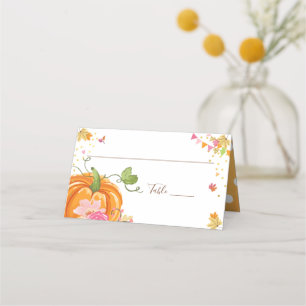 Pumpkin Place Card Autumn Herfst Shower Birthday Plaatskaartje