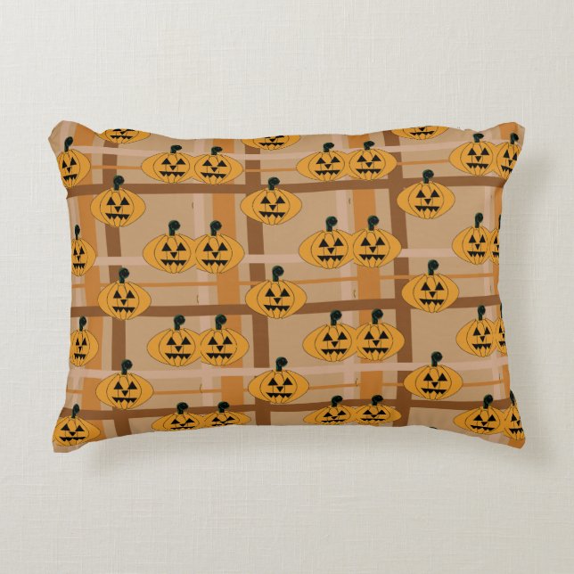 Pumpkin Plaid Accent Kussen (Voorkant)