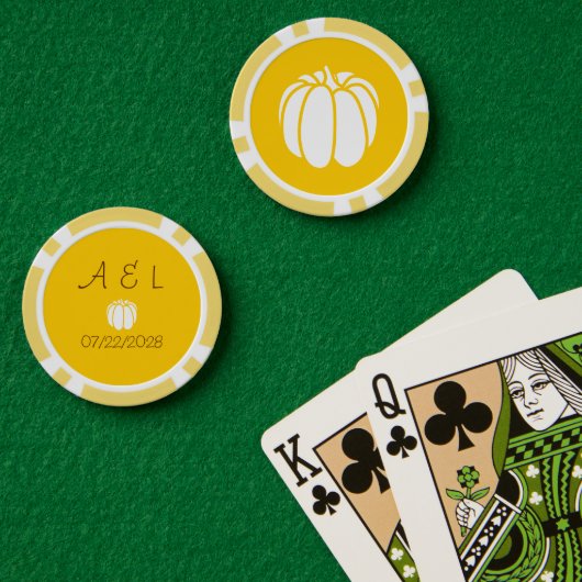 Pumpkin-pleister in geel poker chips (Pokertafel (Dubbel))