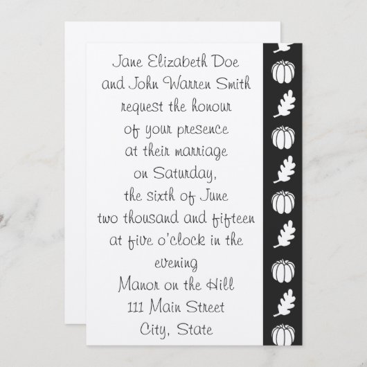 Pumpkin-pleister in uitnodiging voor een zwarte br (Voorkant / Achterkant)