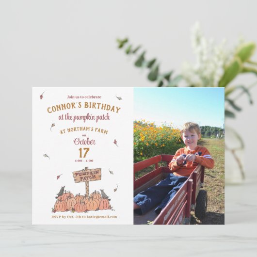 Pumpkin-pleister met foto van Birthday Party (Staand voorkant)