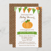Pumpkin Polka Dot Bunting Herfst Baby shower Kaart (Voorkant / Achterkant)