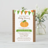 Pumpkin Polka Dot Bunting Herfst Baby shower Kaart (Staand voorkant)