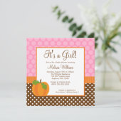 Pumpkin Polka Dot Herfst Girl Baby shower Invitati Kaart (Staand voorkant)
