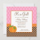 Pumpkin Polka Dot Herfst Girl Baby shower Invitati Kaart (Voorkant)