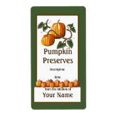 Pumpkin Preserve Canning Label (Voorkant)