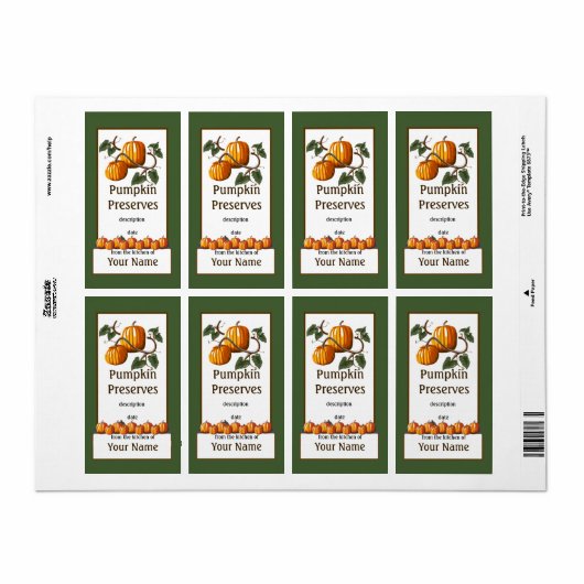 Pumpkin Preserve Canning Label (Full Sheet)