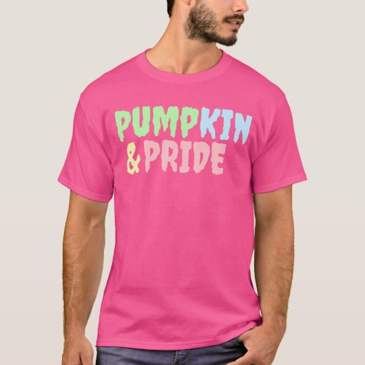 Pumpkin & pride Halloween T-shirt trots roze (Voorkant)
