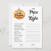 Pumpkin Prijs is Juiste Baby shower Game Kaart (Voorkant)