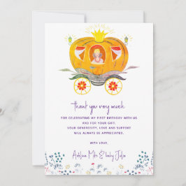 Pumpkin Princess Carriage Wildflowers Verjaardag Bedankkaart