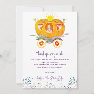 Pumpkin Princess Carriage Wildflowers Verjaardag Bedankkaart