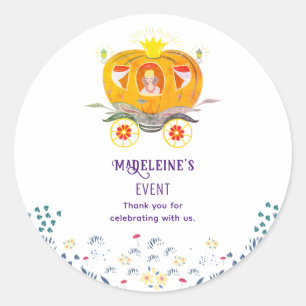 Pumpkin Princess Carriage Wildflowers Verjaardag Ronde Sticker