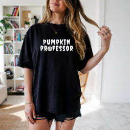 Pumpkin Professor witte typografie T-shirt