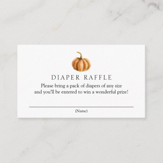 Pumpkin Pset Diaper Raffle Enclosure Card Informatiekaartje (Voorkant)
