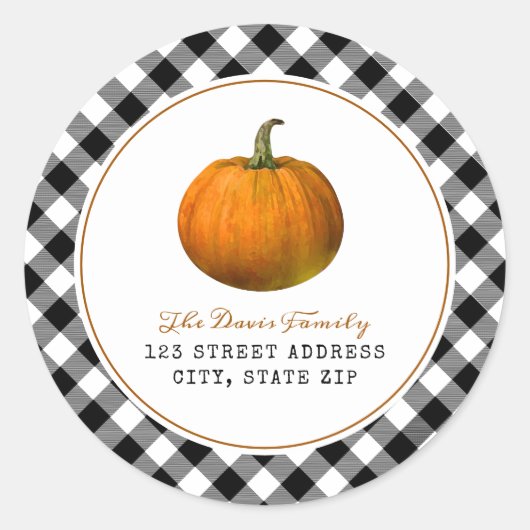 Pumpkin Pset Herfst Adres Klassieke Ronde Sticker (Voorkant)