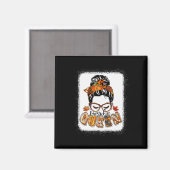 Pumpkin Queen Messy Bun Herfst Pumpkin Herfst Vibe Magneet (Voorkant / Achterkant)
