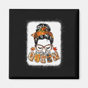 Pumpkin Queen Messy Bun Herfst Pumpkin Herfst Vibe Magneet