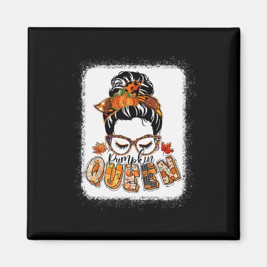 Pumpkin Queen Messy Bun Herfst Pumpkin Herfst Vibe Magneet (Voorkant)