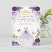 Pumpkin Quinceañera Princess Dress Paarse Floral Kaart (Staand voorkant)