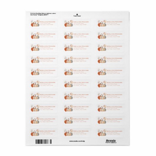 Pumpkin Return Address Label (Full Sheet)