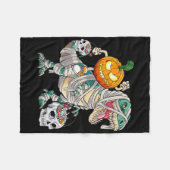 Pumpkin Riding Mummy Dinosaur T Rex Halloween Fun Fleece Deken (Voorkant (Horizontaal))