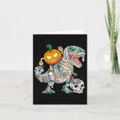 Pumpkin Riding Mummy Dinosaur T Rex Halloween Fun Kaart (Voorkant)