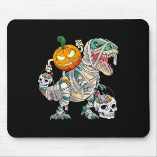 Pumpkin Riding Mummy Dinosaurus Trex Halloween Fun Muismat