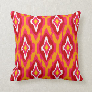 Pumpkin rood Ikat Tribal Pattern 1a Kussen