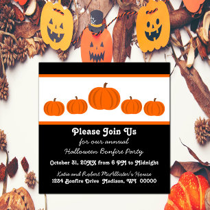 Pumpkin Row Halloween Party Invite Kaart