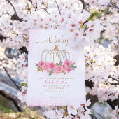 Pumpkin roze herfst baby shower kaart