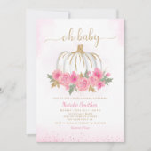 Pumpkin roze herfst baby shower kaart (Voorkant)