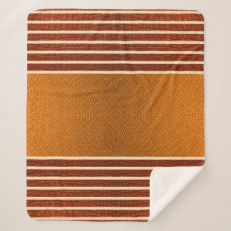 Pumpkin & Rust Exotic Faux Snake Leather Line Art Sherpa Deken